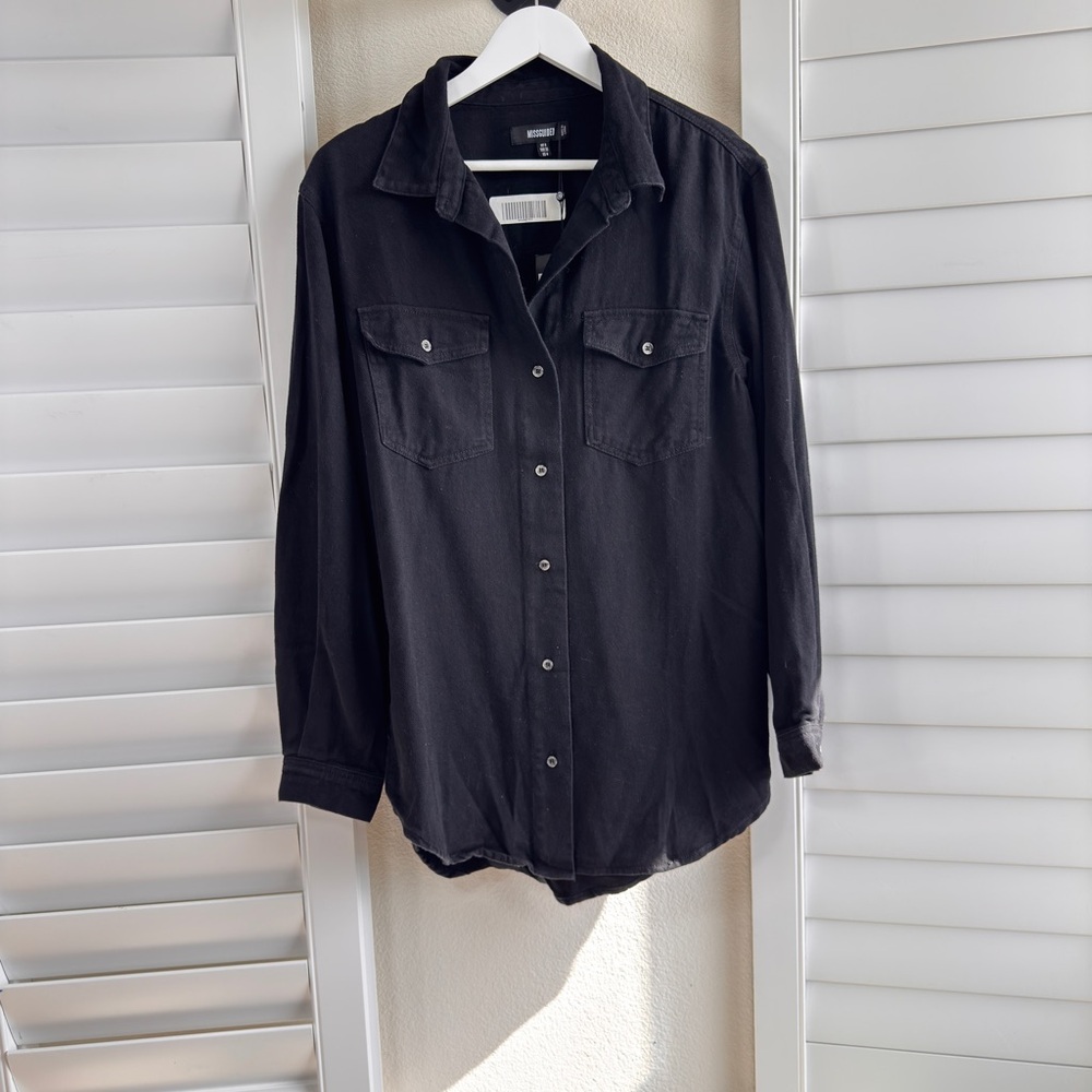 Missguided + Black Casual Button Down Shirt. US size 4